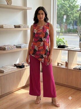Anthony Two-Piece Tropical Pink Orange stretch Set sz L
